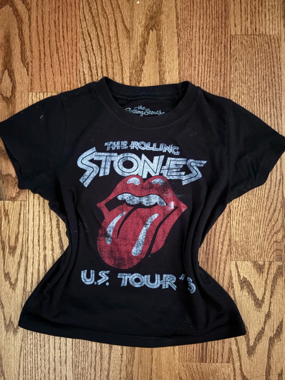 The Rolling Stones Black Tee with Red Tongue Logo